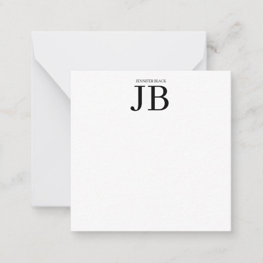 Professioneel Monogram Zwart Wit Notitiekaartje (Voorkant)