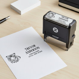 Professioneel Naam en Contact Informatie Tijger Zelfinktende Stempel