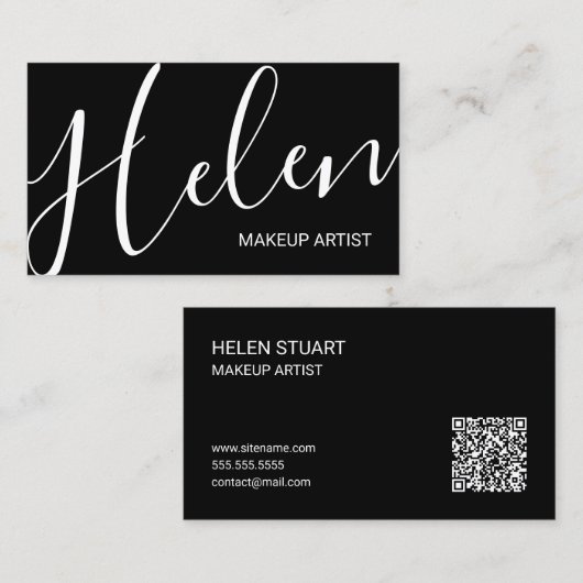 Professioneel Naam Modern Schrift Visitekaartje (Voorkant / Achterkant)