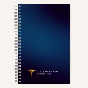 Professioneel Navy Blauw Gouden Caduceus Medisch Notitieboek