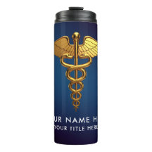 Professioneel Navy Blauw Gouden Caduceus Medisch