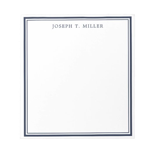 Professioneel Navy Blauw Persoonlijke Naam Sjabloo Notitieblok (Voorkant)