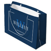 Professioneel Navy Blauwe Witte Minimalistische Br Groot Cadeauzakje (Achterkant Gekanteld)