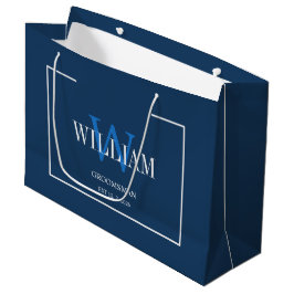 Professioneel Navy Blauwe Witte Minimalistische Br Groot Cadeauzakje