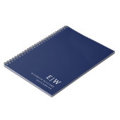Professioneel Navy Blauwe Zakelijke Monogram Begin Notitieboek (Linkerzijde)