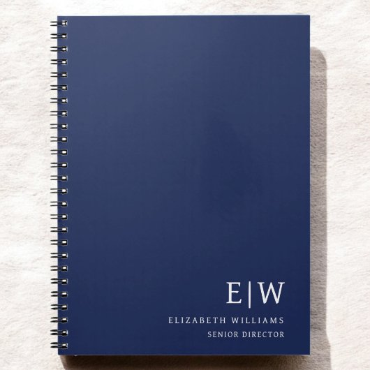 Professioneel Navy Blauwe Zakelijke Monogram Begin Notitieboek