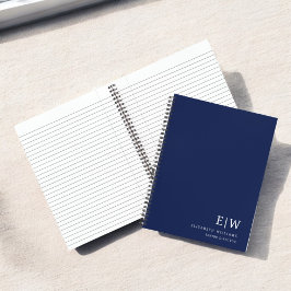 Professioneel Navy Blauwe Zakelijke Monogram Begin Notitieboek