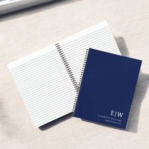 Professioneel Navy Blauwe Zakelijke Monogram Begin Notitieboek