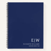 Professioneel Navy Blauwe Zakelijke Monogram Initi Notitieboek (Voorkant)
