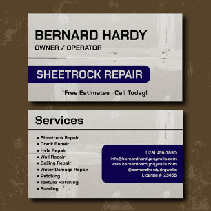 Professioneel Navy Sheetrock-reparatie branding Visitekaartje