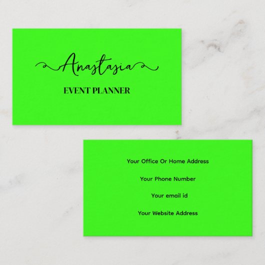 Professioneel Neon Groen Modern Kleurrijk Stijlvol Visitekaartje (Voorkant / Achterkant)