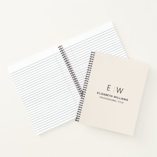 Professioneel Neutraal Monogram Zakelijk Initiaal Notitieboek (Binnen)