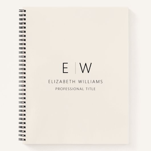 Professioneel Neutraal Monogram Zakelijk Initiaal Notitieboek (Voorkant)