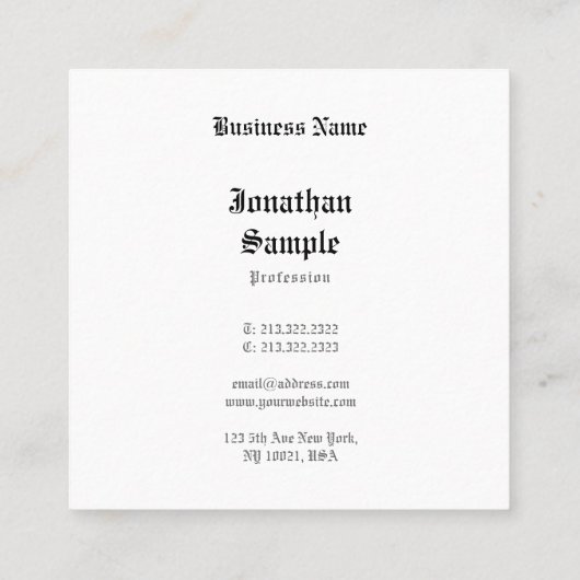 Professioneel, nostalgisch, oud Engels Vierkante Visitekaartje (Achterkant)