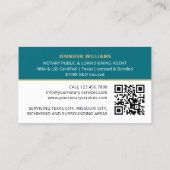 Professioneel Notarieel Openbaar Foto QR Code Teal Visitekaartje (Achterkant)