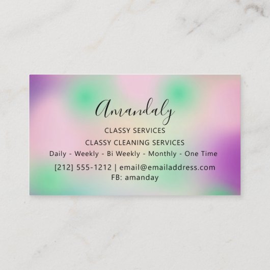 Professioneel omgevormd holograaf rokerroze Paars  Visitekaartje (Achterkant)