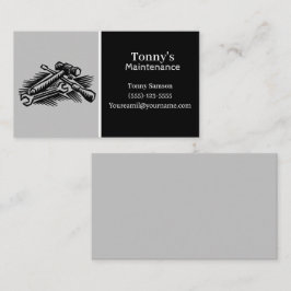 Professioneel onderhoud en carpenter met tools visitekaartje