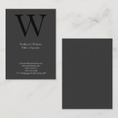 Professioneel oneel grijs zwart monogram visitekaartje (Voorkant / Achterkant)
