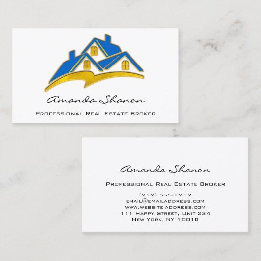 Professioneel onroerend goed agent Broker Blue Hou Visitekaartje (Voorkant / Achterkant)
