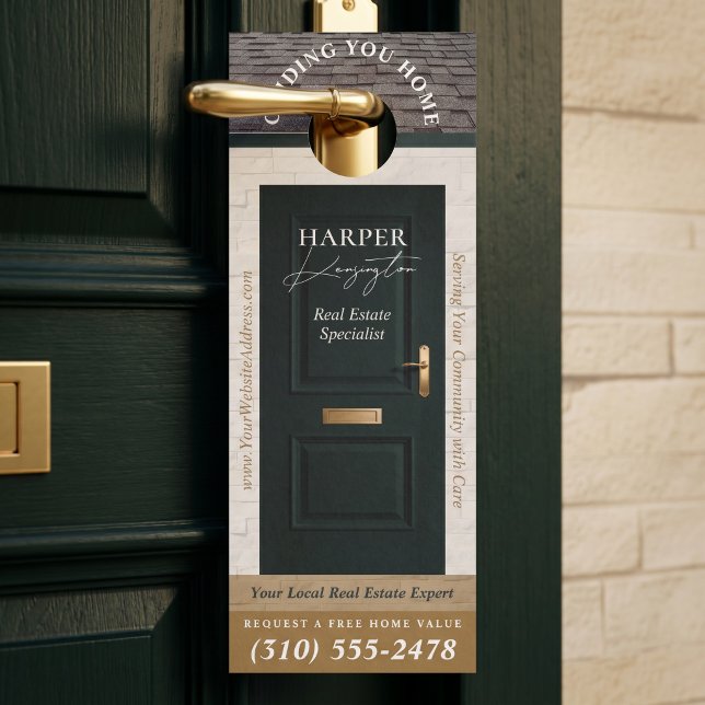 Professioneel Onroerend Goed Agent Marketing Groen Deurhanger (Professional Real Estate Agent Marketing Green Door Hanger (Front))