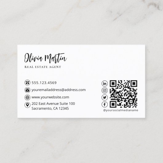 Professioneel onroerend goed | Foto QR-code Visitekaartje (Achterkant)