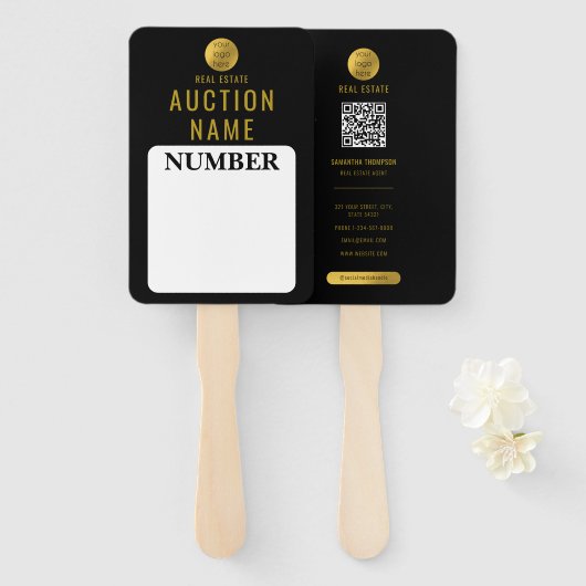 Professioneel onroerend goed Huis Bid Veiling Padd Handwaaier (Voorkant en achterkant)