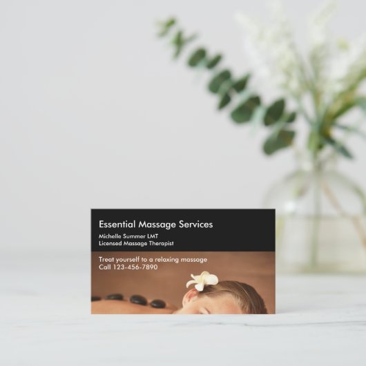 Professioneel ontworpen massagetherapeut afsprakenkaartje (Staand voorkant)