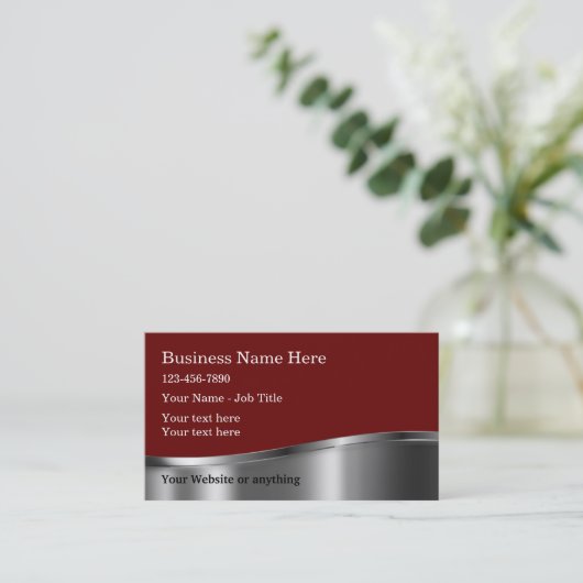  Professioneel ontworpen Silver Tone Classy Visitekaartje (Staand voorkant)