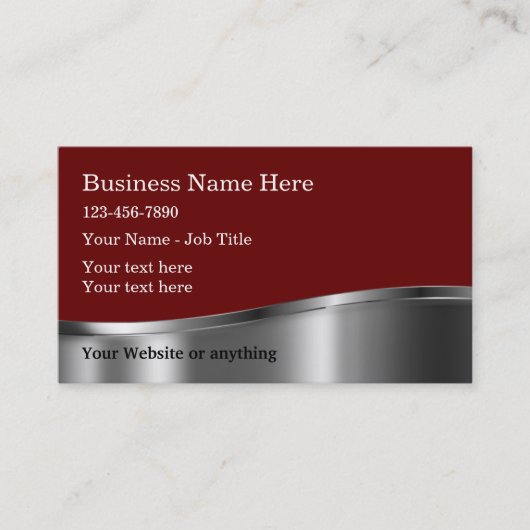  Professioneel ontworpen Silver Tone Classy Visitekaartje (Voorkant)