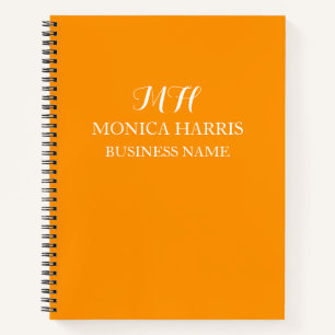 Professioneel Oranje Monogram Eerste Zakelijk Notitieboek