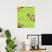 Professioneel Oranje Paars Groen Veganistisch Voed Poster (Thuiskantoor)