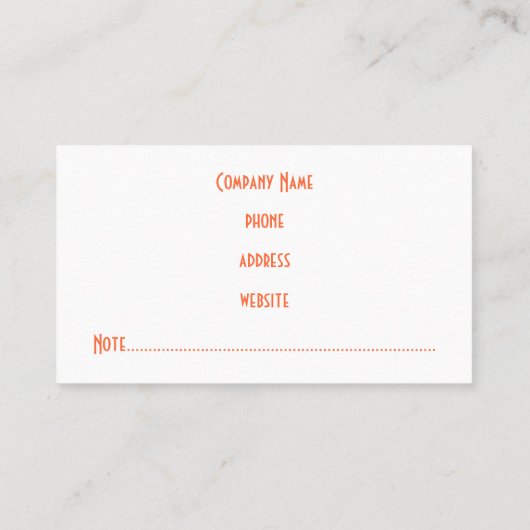 Professioneel Oranje Visitekaartje (Achterkant)