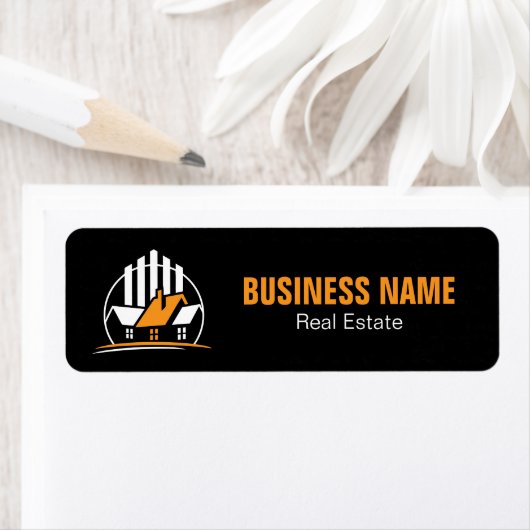 Professioneel Oranje Wit Vastgoed Logo Etiket (Insitu)