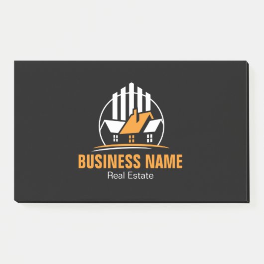 Professioneel Oranje Wit Vastgoed Logo Post-it® Notes (Voorkant)