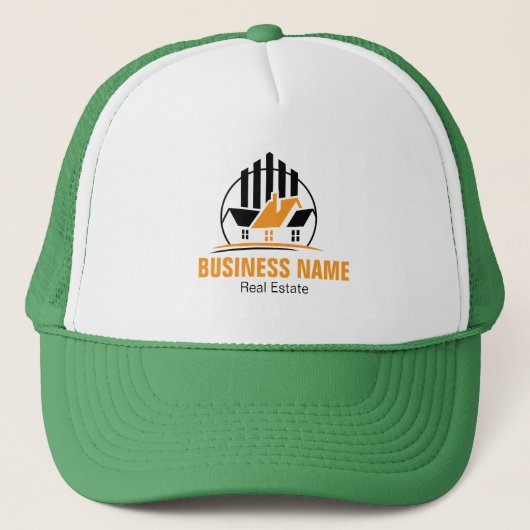 Professioneel Oranje Wit Vastgoed Logo Trucker Pet (Voorkant)