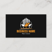Professioneel Oranje Wit Vastgoed Logo Visitekaartje (Voorkant)