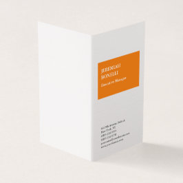 Professioneel oranje witte minimalistische zijde visitekaartje