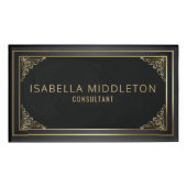 Professioneel ornamental Black en Gold Naambadge (Voorkant)
