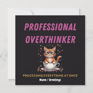 Professioneel Overdenker Herkenbare Kat Humor Kaart