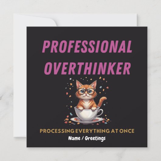 Professioneel Overdenker Herkenbare Kat Humor Kaart (Voorkant)