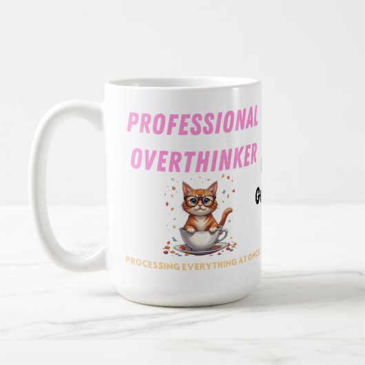Professioneel Overdenker Herkenbare Kat Humor Koffiemok (Links)