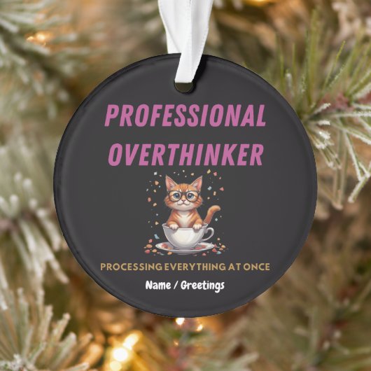 Professioneel Overdenker Herkenbare Kat Humor  Ornament (Boom)