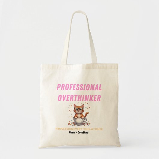 Professioneel Overdenker Herkenbare Kat Humor Tote Bag (Voorkant)