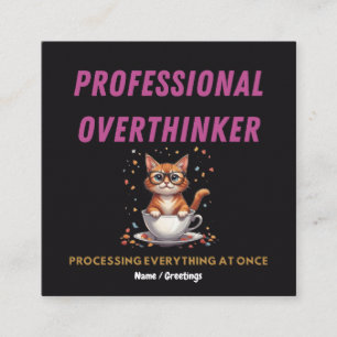 Professioneel Overdenker Herkenbare Kat Humor  Vierkante Visitekaartje
