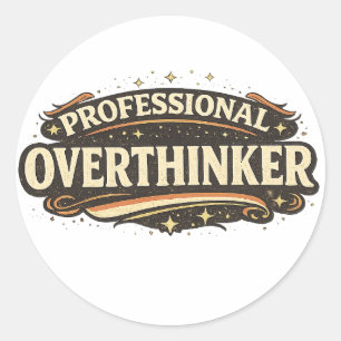 Professioneel Overdenker Vintage Retro Typografie  Ronde Sticker