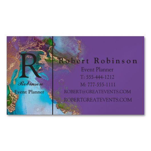 Professioneel, Paars blauw, groen goud Magnetisch Visitekaartje (Voorkant)