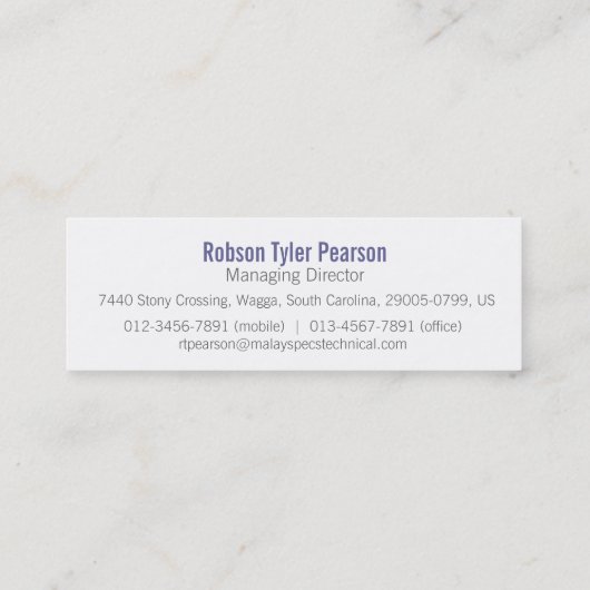 Professioneel paars en wit visitekaartje (Achterkant)