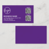 Professioneel Paars Logo QR Code Modern Visitekaartje (Voorkant / Achterkant)