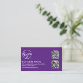 Professioneel Paars Logo QR Code Modern Visitekaartje (Staand voorkant)