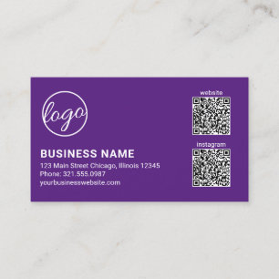 Professioneel Paars Logo QR Code Modern Visitekaartje